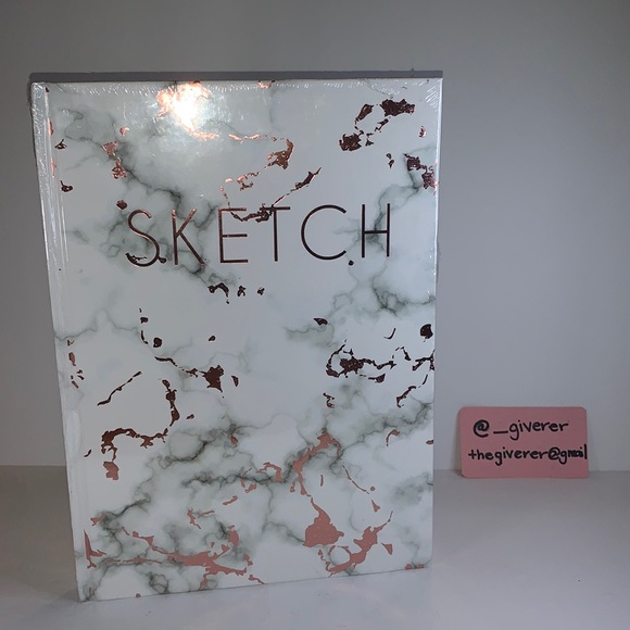 8 x 11 Marble & Rose Gold Foil Hardcover Sketch Book Stationary - Picture 1 of 8
